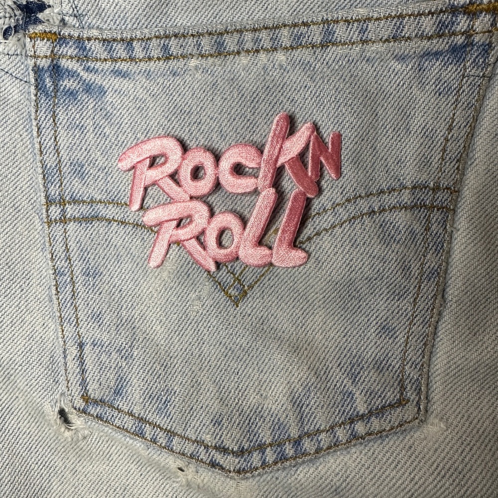 Rock N Roll Pink‎ Embroidered Iron On Patch Applique DIY Crafts